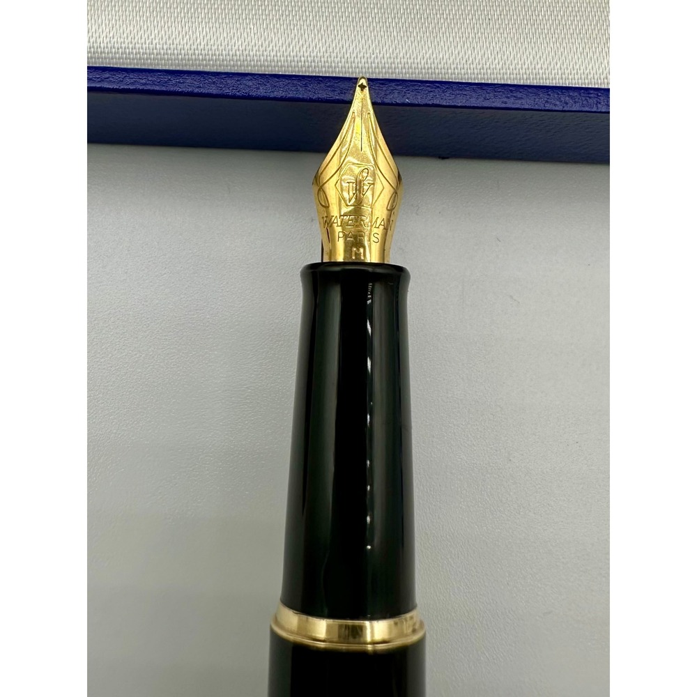 Waterman Hemisphere Fountain Pen Slim Black Gold Med Nib Vintage 80s - Picture 3 of 8